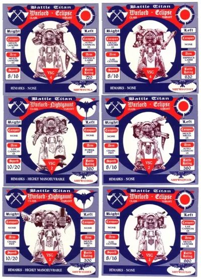 Обложка: Epic 40k adeptus titanicus characters reference cards